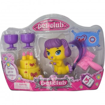jucarie pet club, catelusa si accesorii, galben