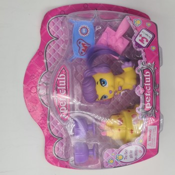 jucarie pet club, catelusa si accesorii, galben