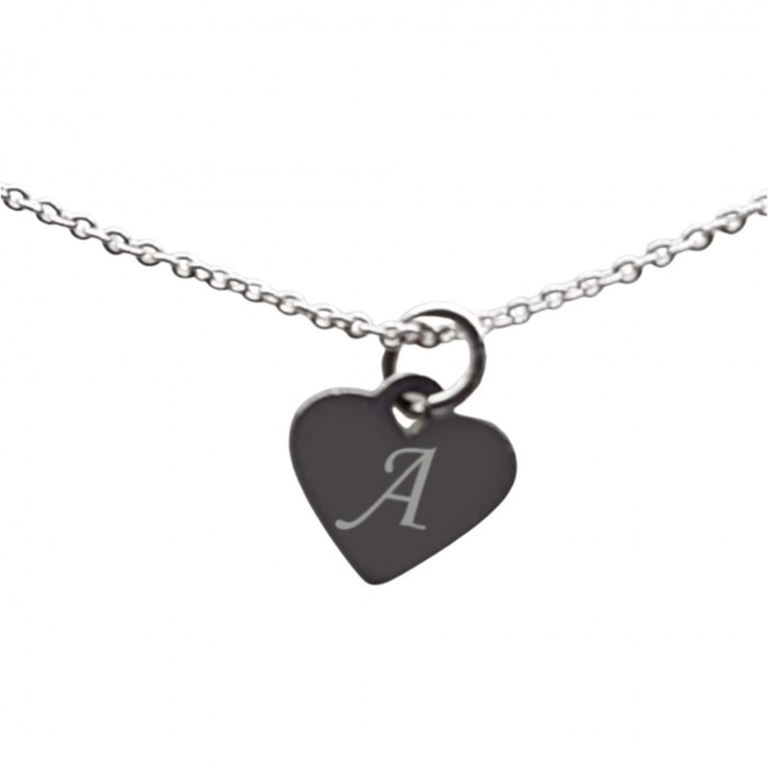 Bratara argint 925, 25 cm,  si charm inima argint, gravat si personalizat cu litera ta