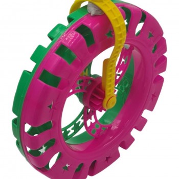 Interaktív játék, zörgő kerék, 20 x 40 cm, rózsaszín/zöld