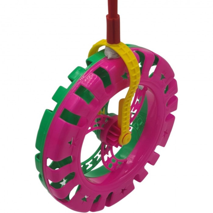 Interaktív játék, zörgő kerék, 20 x 40 cm, rózsaszín/zöld