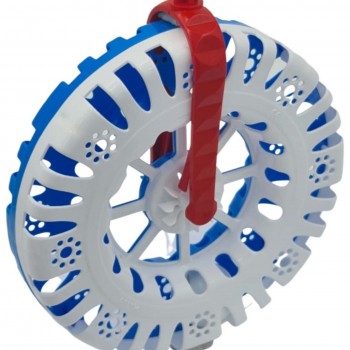 Interaktív játék, zörgő kerék, 15 x 40 cm, fehér/kék