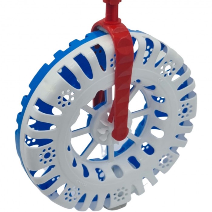 Interaktív játék, zörgő kerék, 15 x 40 cm, fehér/kék