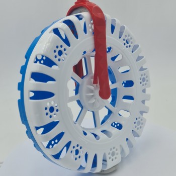 Interaktív játék, zörgő kerék, 15 x 40 cm, fehér/kék