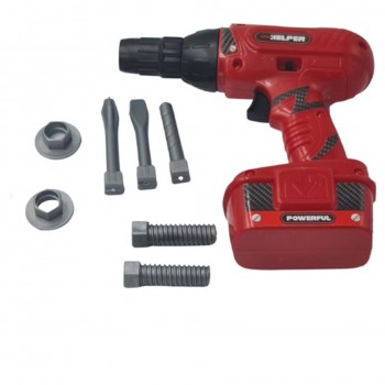 Játék fúrókészlet, vicces modell, kiegészítők, 17 x 19 cm, piros