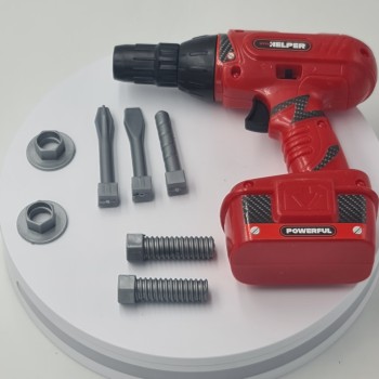 Játék fúrókészlet, vicces modell, kiegészítők, 17 x 19 cm, piros