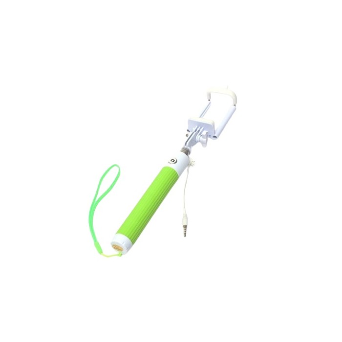 Selfie stick, 78 cm, model simplu, metal, clema prindere, verde