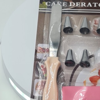 Ornare tort, model simplu, 6 capete, spatula, punga, 4 x 4 cm, M1