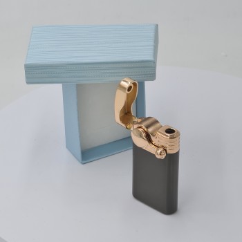 Bricheta metalica cu gaz, antivant, model flip, reincarcabila, negru, cutie, personalizata