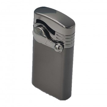 Bricheta metalica cu gaz, antivant, model flip, reincarcabila, gri, cutie