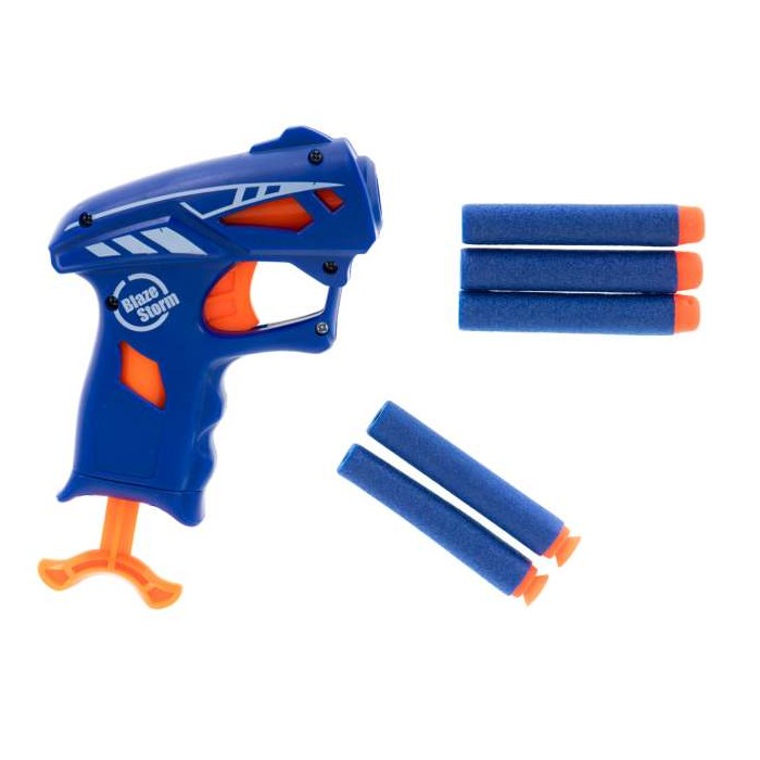 Pistol, gloante moi, albastru, model dinamic, 5 gloante, 10 x 14 x 3 cm