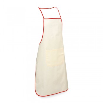 Pamut konyhai kötény, elülső zseb, fehér-piros 60/90cm, chili