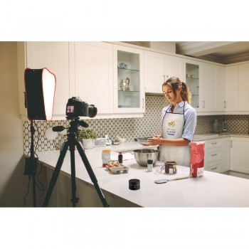 Pamut konyhai kötény, elülső zseb, fehér-piros 60/90cm, chili