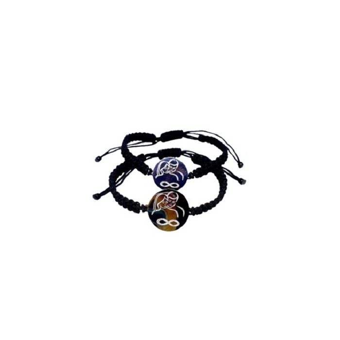 2 darab fekete, személyre szabott karkötő házastársaknak és a végtelen jel