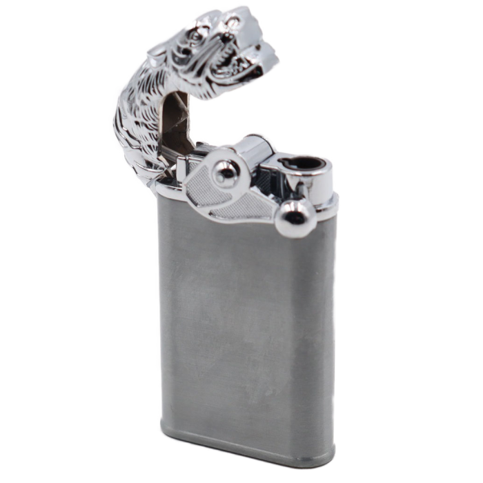 Bricheta Modulara, Cap de Tigru, Doua Flacari, Gri, 8 cm