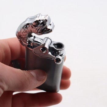 Bricheta Modulara, Cap de Tigru, Doua Flacari, Gri, 8 cm