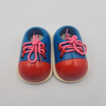 Joc Educativ de Legat Siretul, Talpa Lemn, Rosu/Albastru, 11 cm