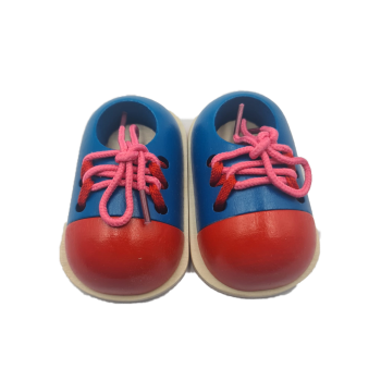 Joc Educativ de Legat Siretul, Talpa Lemn, Rosu/Albastru, 11 cm