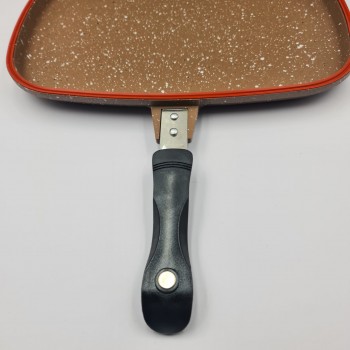 Tigaie Dubla Dessini Grill Dreptunghiulara, Aluminiu, Interior Antiaderent, Garnitura Silicon, 36 cm, Maro
