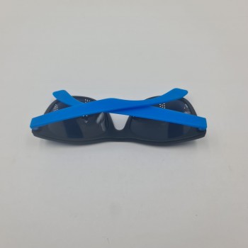 Ochelari de Soare cu Lentile Negre, Plastic, Model Simplu, Negru/Albastru, 14 cm