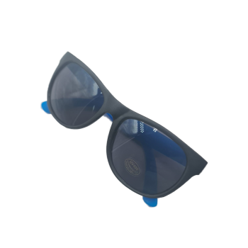 Ochelari de Soare cu Lentile Negre, Plastic, Model Simplu, Negru/Albastru, 14 cm