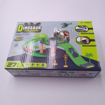 Jucarie Dinozaur Model Feroviar, Diferite piese si Forme, Pista, 25 cm, Multicolor