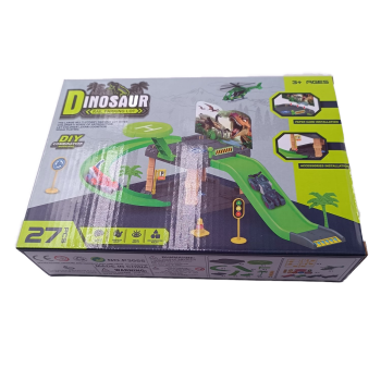 Jucarie Dinozaur Model Feroviar, Diferite piese si Forme, Pista, 25 cm, Multicolor