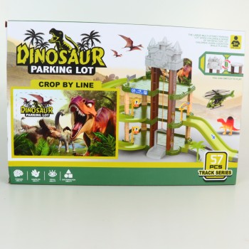 Jucarie Dinozaur Loc de Parcare, 57 Piese, Pista, 40 cm, Multicolor