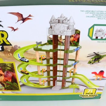 Jucarie Dinozaur Loc de Parcare, 57 Piese, Pista, 40 cm, Multicolor