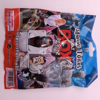 Plic Skibidi Toilet Beat Box, cu Figurina si Cartonase Surpriza, 9 cm