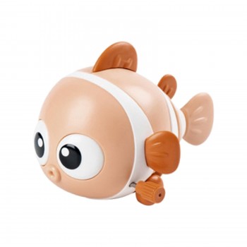 Jucarie model pestisor,  pentru copii, rotita mers inainte, Alb/Portocale, 9 cm