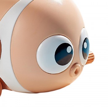 Jucarie model pestisor,  pentru copii, rotita mers inainte, Alb/Portocale, 9 cm