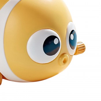 Jucarie model pestisor,  pentru copii, rotita mers inainte, Alb/galben, 9 cm