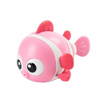 Jucarie pentru Copii - Model Pestisor, Rotita Mers Inainte, Alb/Roz, 9 cm