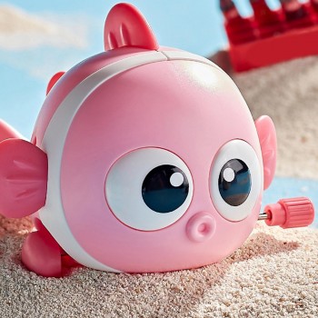 Jucarie pentru Copii - Model Pestisor, Rotita Mers Inainte, Alb/Roz, 9 cm