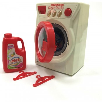 Jucarie Masina de spalat , cu baterie, din plastic, Alb/Rosu, 14 cm