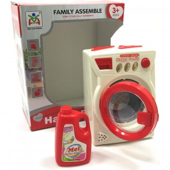 Jucarie Masina de spalat , cu baterie, din plastic, Alb/Rosu, 14 cm