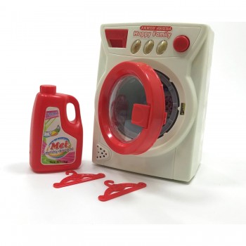 Jucarie Masina de spalat , cu baterie, din plastic, Alb/Rosu, 14 cm