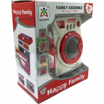 Jucarie Masina de spalat , cu baterie, din plastic, Alb/Rosu, 14 cm