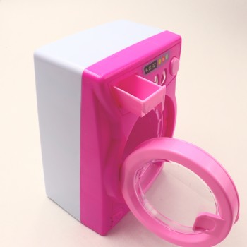 Jucarie Masina de spalat , cu baterie, din plastic, Alb/Roz, 14 cm