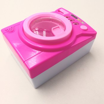 Jucarie Masina de spalat , cu baterie, din plastic, Alb/Roz, 14 cm