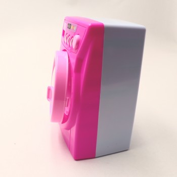 Jucarie Masina de spalat , cu baterie, din plastic, Alb/Roz, 14 cm