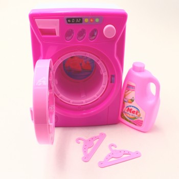 Jucarie Masina de spalat , cu baterie, din plastic, Alb/Roz, 14 cm