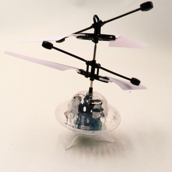 Elicopter mini de jucarie, model ufo, controlabil cu mana, alb