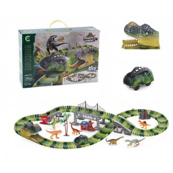Jucarie dinotrack Set pista Dinozauri, Interactiva, Cu Masina si alte accesorii, pentru copii + 3 ani