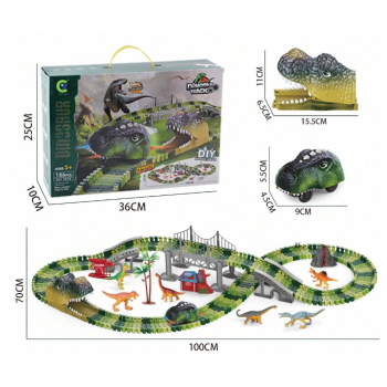 Jucarie dinotrack Set pista Dinozauri, Interactiva, Cu Masina si alte accesorii, pentru copii + 3 ani