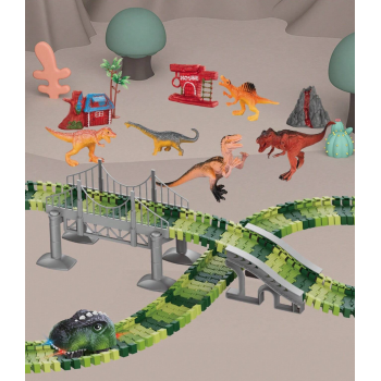 Jucarie dinotrack Set pista Dinozauri, Interactiva, Cu Masina si alte accesorii, pentru copii + 3 ani