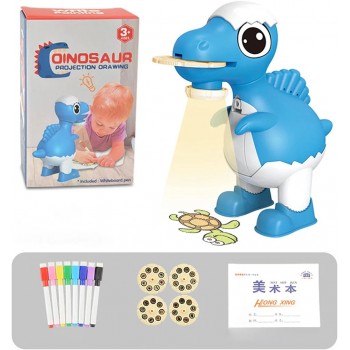 Dinós projektor, rajzolós játék gyerekeknek, 20 cm, kék