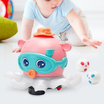 Caracatita interactiva de jucarie, Cu 2 mingii,  Jucarie electrica cu muzica, roz, pentru copii, 17 CM