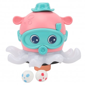 Caracatita interactiva de jucarie, Cu 2 mingii,  Jucarie electrica cu muzica, roz, pentru copii, 17 CM